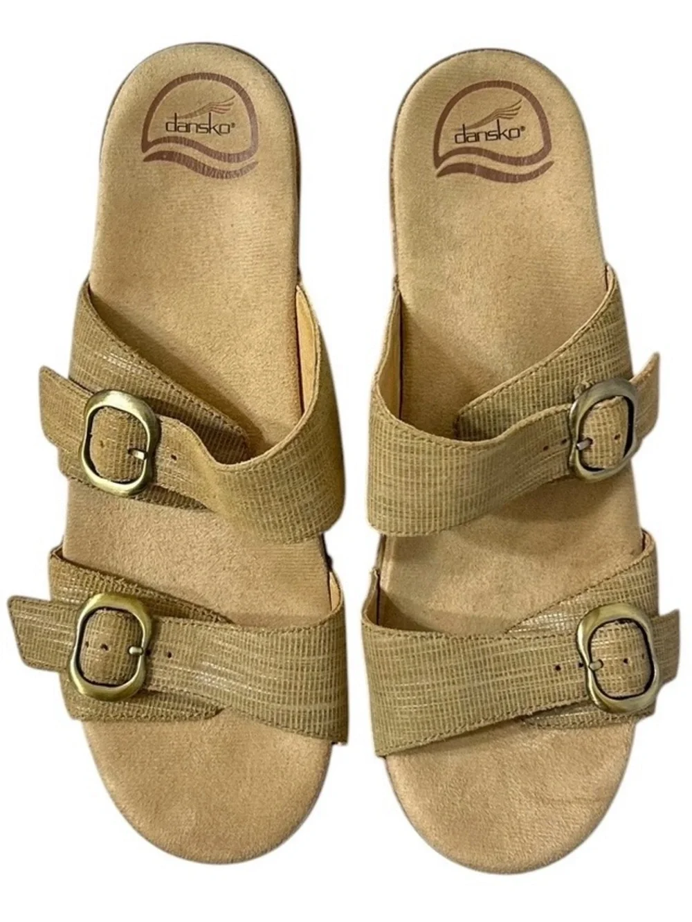 Dansko Women's Sophie Slide Sandals Sz 41 Tan Leather Athleisure Walking Shoes